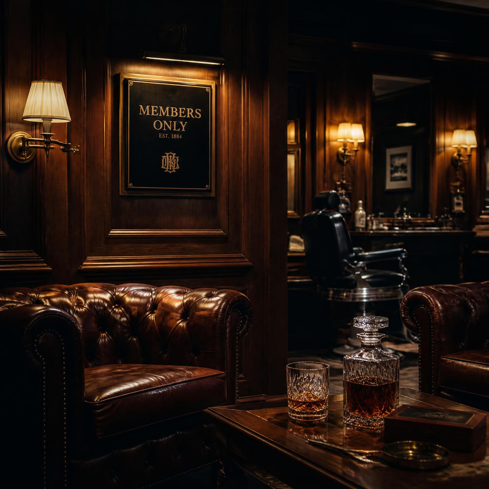 Members' room, walnut and brass